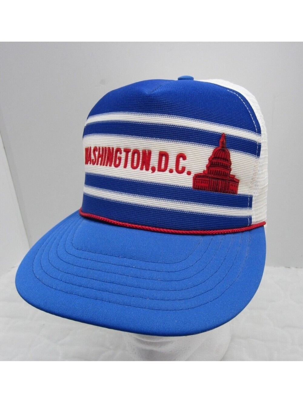 Vintage 80's Washington D.C. Red White Blue Trucker Snap Back USA Hat
